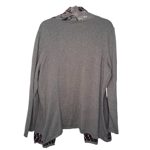 CJ Banks Gray Floral Open Front Cardigan Plus Size 2X - Picture 2 of 6